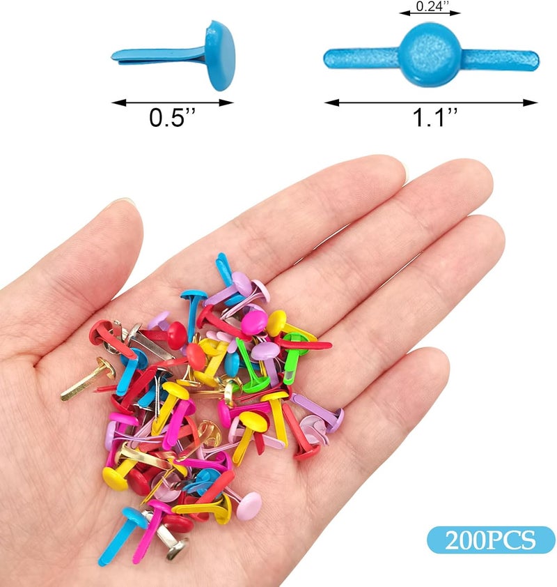 Quacc 200pcs Multicolor Split Pins Round Scrapbooking Brads 0.24 x 0.5Inch Split Pins Paper Fasteners Brads for Craft Art Crafting School Project Decorative Scrapbooking DIY Supplies - Image 2
